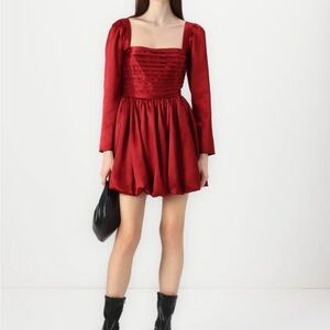 A&F Emerson Bubble Hem Satin Mini Dress